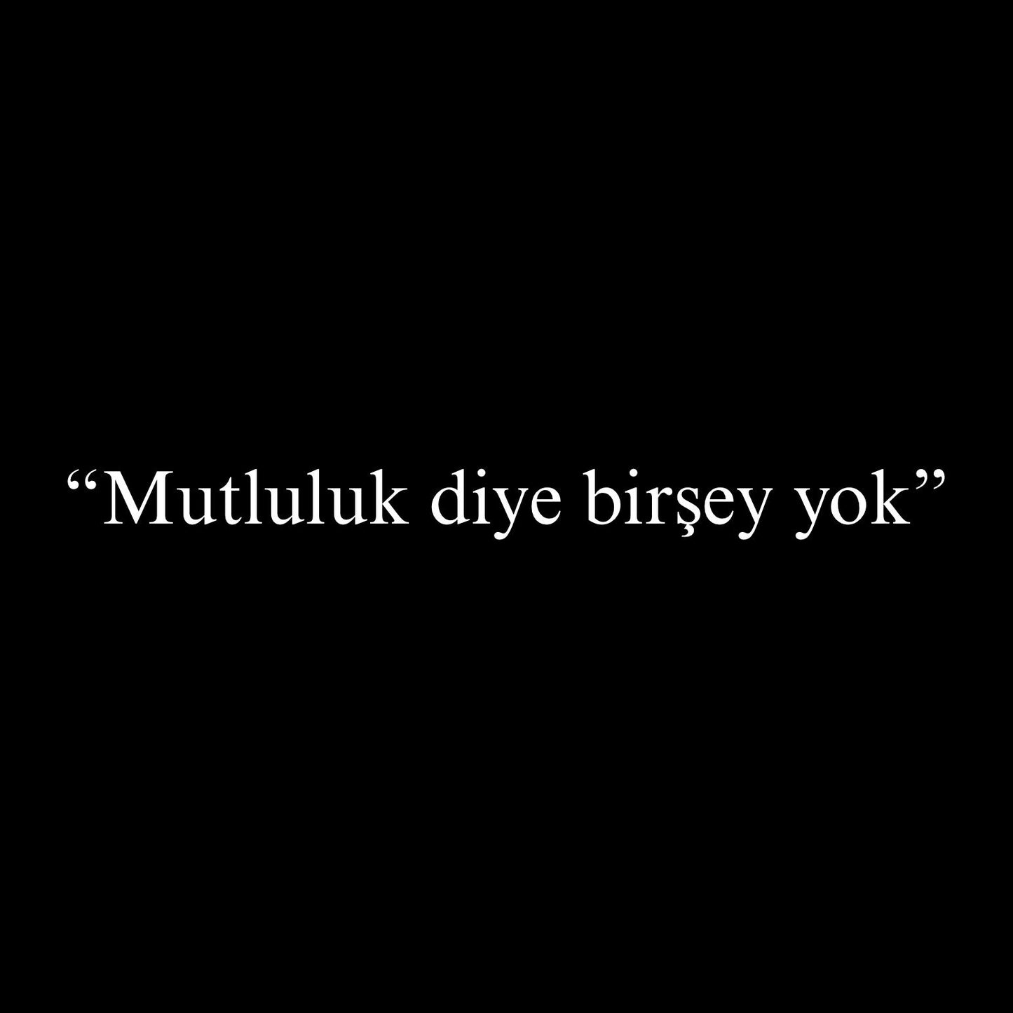 "Mutluluk diye birsey yok"