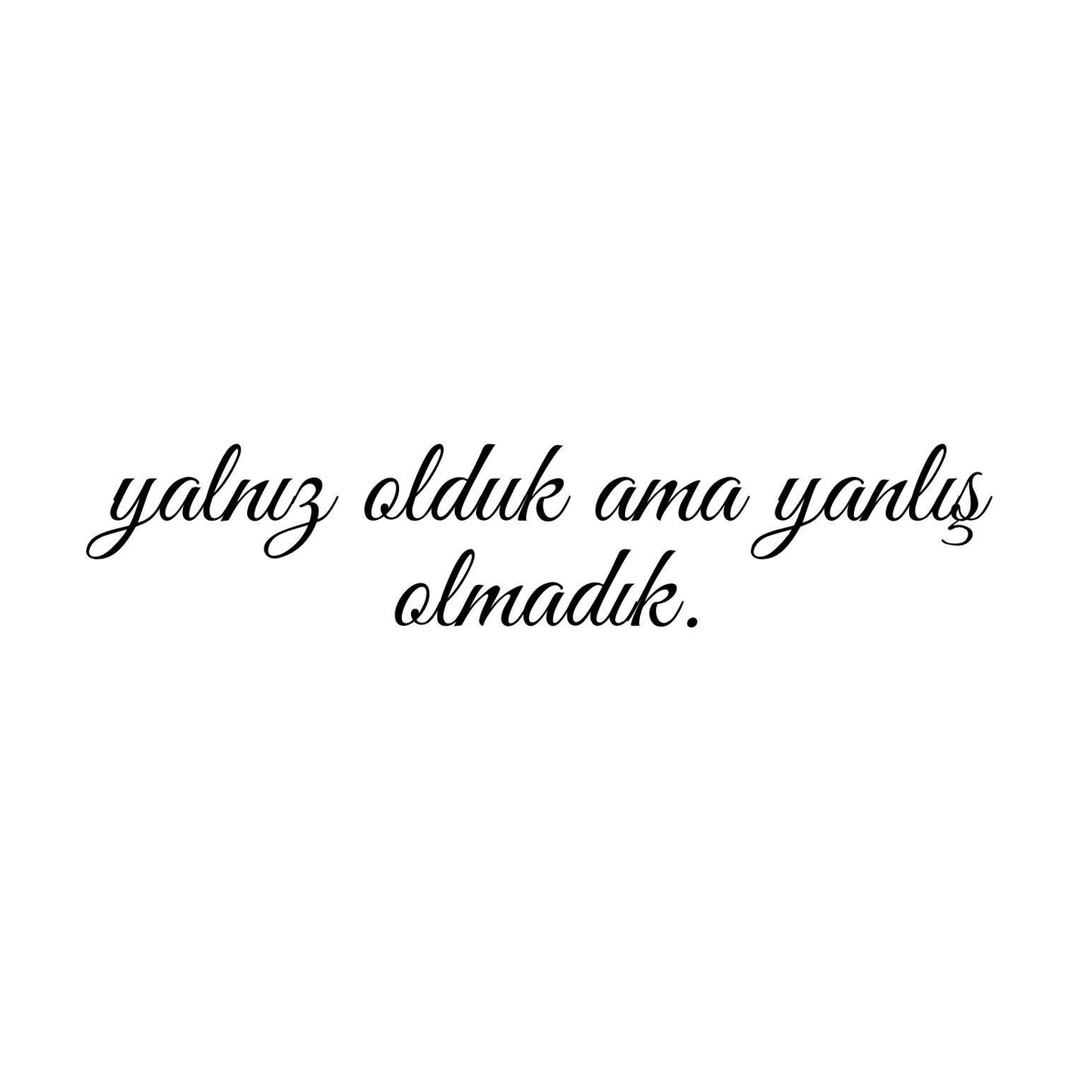 Yalniz olduk ama yanlis olmadik