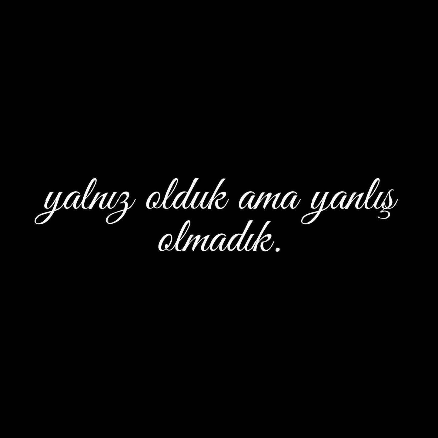 Yalniz olduk ama yanlis olmadik